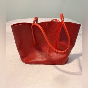 Portland Leather Devan Bucket Tote in Chili Red